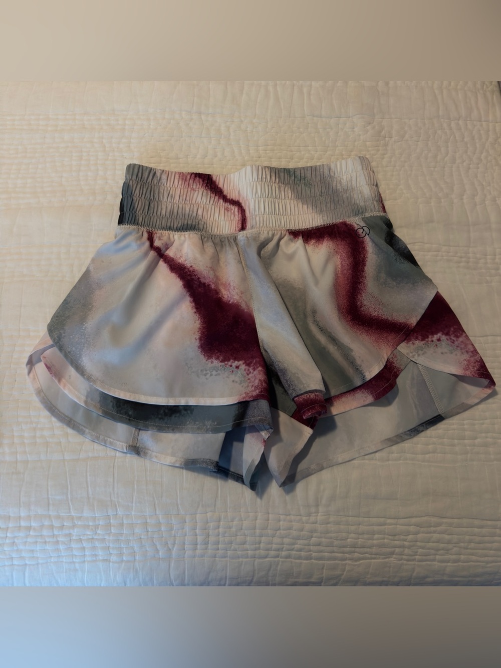 CALIA by Carrie Underwood Layered Athletic Shorts in White, Teal and Burgundy